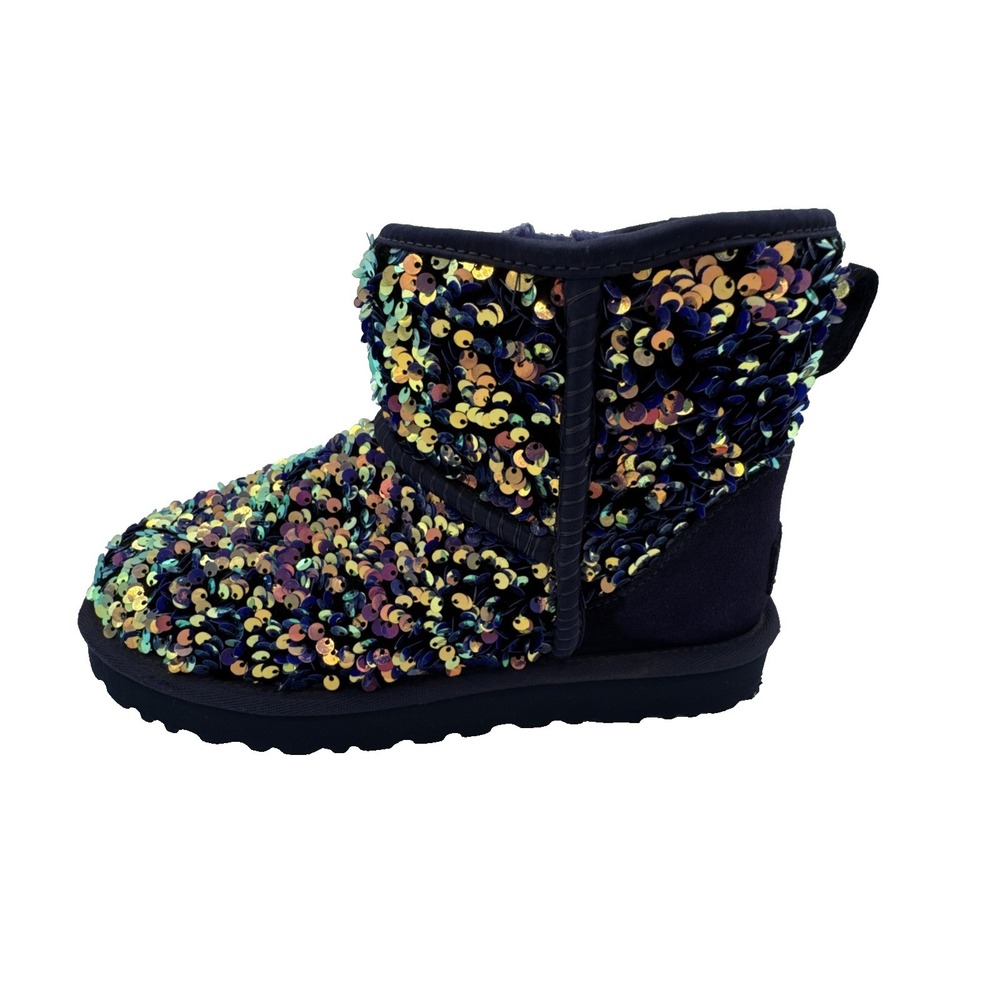 UGG CLASSIC MINI STELLAR SEQUIN BOOTS US 6 Medallion Purple Sparkle Bootie rare - Picture 3 of 16